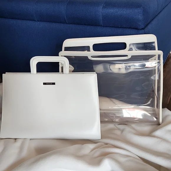 Gucci Leather Vintage Handbag w/clear tote - Picture 3 of 17